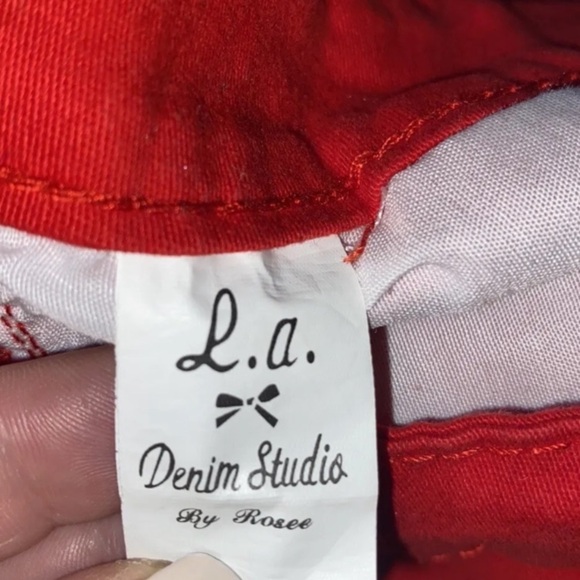 L.A. Denim Studio by Rosee Casual Red Shorts Juniors Women Size 3 - Picture 8 of 10